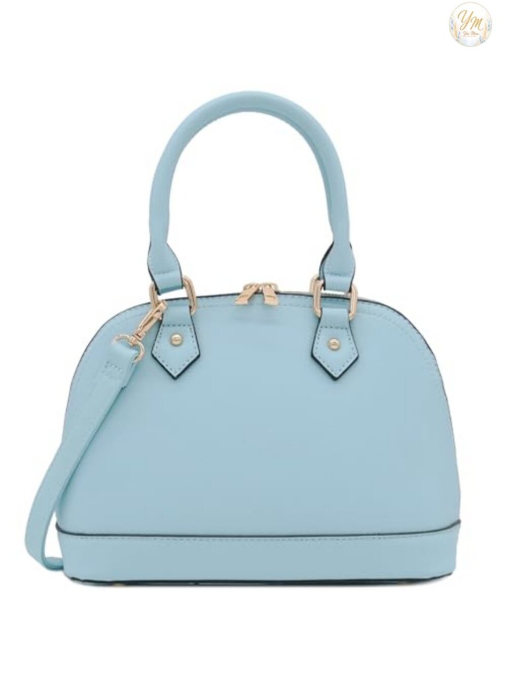 Faux Saffiano Dome Satchel Zip-Around Adjustable Strap